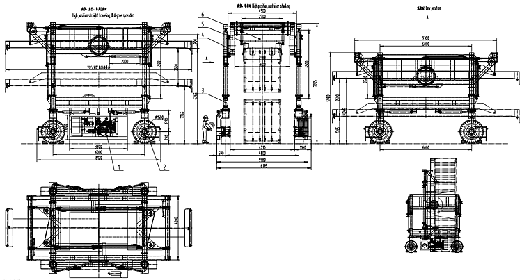 Diesel transfer tank container straddle carrier with rotary function